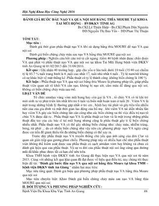 Đánh giá bước đầu nạo VA qua nội soi bằng thìa MOURE tại khoa tai mũi họng - BVĐKKV tỉnh AG