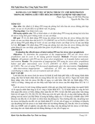 Đánh giá can thiệp việc sử dụng thuốc ức chế bơm proton trong dự phòng loét tiêu hóa do stress tại Bệnh viện ĐKTTAG