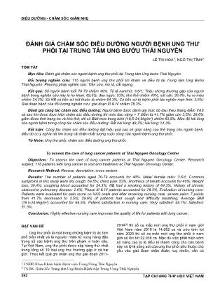 Đánh giá chăm sóc điều dưỡng người bệnh ung thư phổi tại Trung tâm Ung Bướu Thái Nguyên