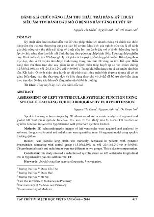 Đánh giá chức năng tâm thu thất trái bằng kỹ thuật siêu âm tim đánh dấu mô ở bệnh nhân tăng huyết áp
