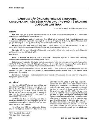 Đánh giá đáp ứng của phác đồ Etoposide - carboplatin trên bệnh nhân ung thư phổi tế bào nhỏ giai đoạn lan tràn