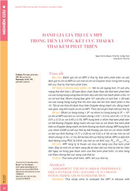 Đánh giá giá trị của mpi trong tiên lượng kết cục thai kỳ thai kém phát triển