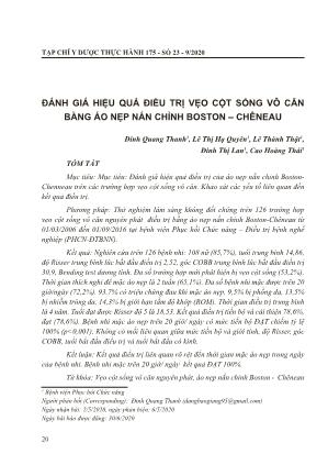Đánh giá hiệu quả điều trị vẹo cột sống vô căn bằng áo nẹp nắn chỉnh Boston-Chenneau