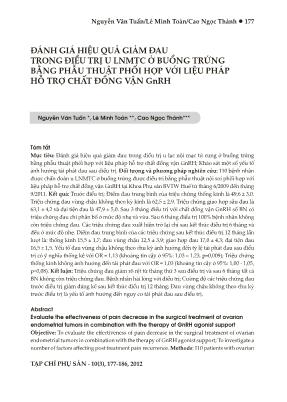Đánh giá hiệu quả giảm đau trong điều trị u lnmtc ở buồng trứng bằng phẫu thuật phối hợp với liệu pháp hỗ trợ chất đồng vận GnRH