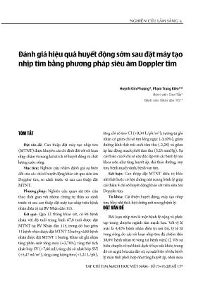 Đánh giá hiệu quả huyết động sớm sau đặt máy tạo nhịp tim bằng phương pháp siêu âm Doppler tim