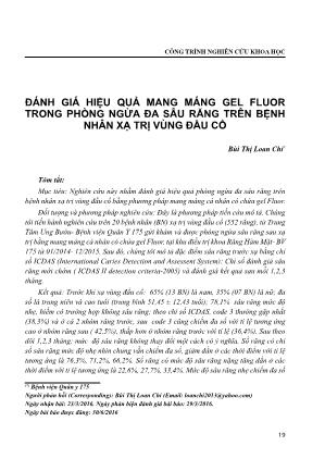 Đánh giá hiệu quả mang máng gel Fluor trong phòng ngừa đa sâu răng trên bệnh nhân xạ trị vùng đầu cổ