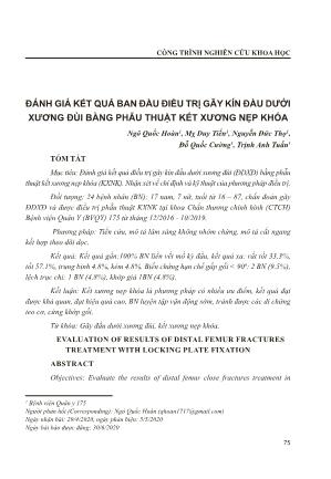 Đánh giá kết quả ban đầu điều trị gãy kín đầu dưới xương đùi bằng phẫu thuật kết xương nẹp khóa