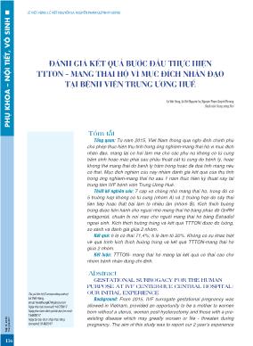 Đánh giá kết quả bước đầu thực hiện TTTON - Mang thai hộ vì mục đích nhân đạo tại Bệnh viện Trung Ương Huế