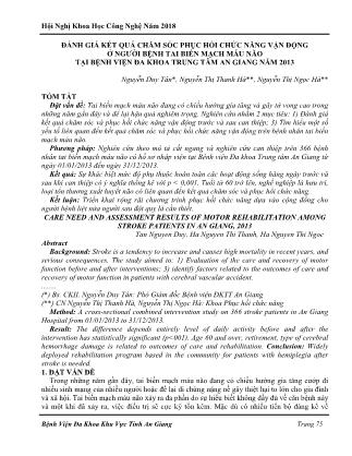 Đánh giá kết quả chăm sóc phục hồi chức năng vận động ở người bệnh tai biến mạch máu não tại Bệnh viện Đa khoa trung tâm An Giang năm 2013