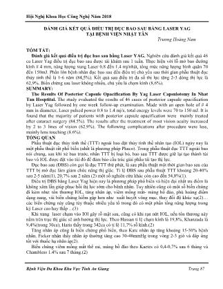 Đánh giá kết quả điều trị đục bao sau bằng Laser YAG tại Bệnh viện Nhật Tân
