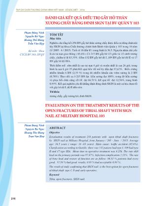 Đánh giá kết quả điều trị gẫy hở thân xương chầy bằng đinh sign tại Bệnh viện Quân Y 103