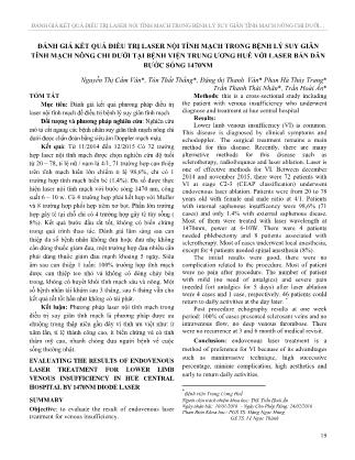 Đánh giá kết quả điều trị laser nội tĩnh mạch trong bệnh lý suy giãn tĩnh mạch nông chi dưới tại Bệnh viện Trung ương Huế với laser bán dẫn bước sóng 1470nm