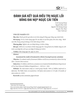 Đánh giá kết quả điều trị ngực lồi bằng đai nẹp ngực cải tiến
