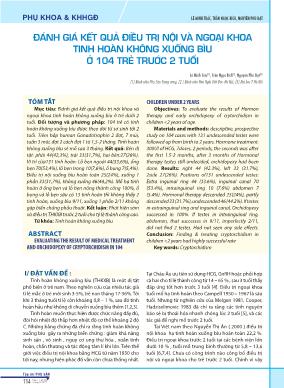 Đánh giá kết quả điều trị nội và ngoại khoa tinh hoàn không xuống bìu ở 104 trẻ trước 2 tuổi