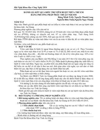 Đánh giá kết quả điều trị viêm ruột thừa trẻ em bằng phương pháp phẫu thuật nội soi