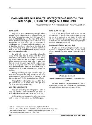 Đánh giá kết quả hóa trị hỗ trợ trong ung thư vú giai đoạn I, II, III có biểu hiện quá mức Her2
