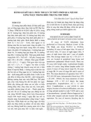 Đánh giá kết quả phẫu thuật cắt thùy phổi qua nội soi lồng ngực trong điều trị ung thư phổi