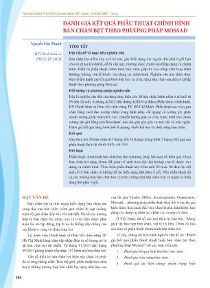 Đánh giá kết quả phẫu thuật chỉnh hình bàn chân bẹt theo phương pháp Mossad