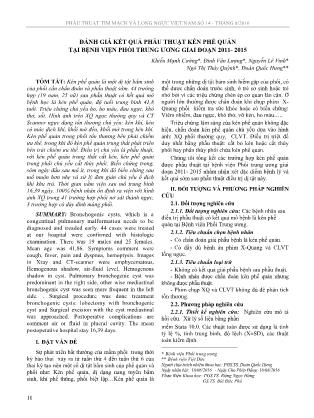 Đánh giá kết quả phẫu thuật kén phế quản tại Bệnh viện Phổi Trung ương giai đoạn 2011-2015