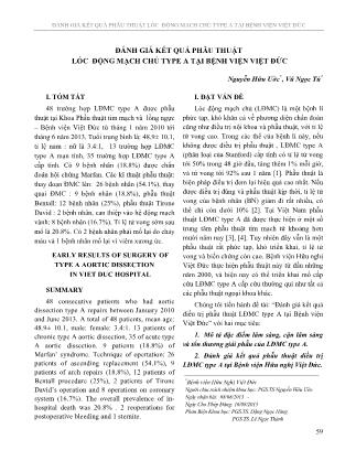 Đánh giá kết quả phẫu thuật lóc động mạch chủ type A tại Bệnh viện Việt Đức