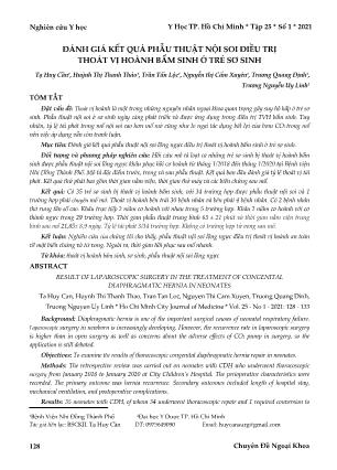 Đánh giá kết quả phẫu thuật nội soi điều trị thoát vị hoành bẩm sinh ở trẻ sơ sinh