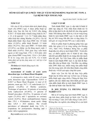 Đánh giá kết quả phẫu thuật tách thành động mạch chủ type A tại Bệnh viện Tim Hà Nội