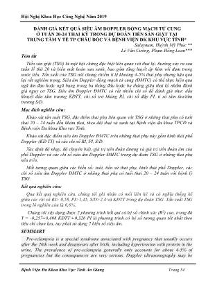 Đánh giá kết quả siêu âm Doppler động mạch tử cung ở tuần 20-24 thai kỳ trong dự đoán tiền sản giật tại trung tâm y tế TP Châu Đốc và Bệnh viện ĐK khu vực tỉnh