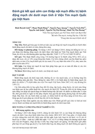 Đánh giá kết quả sớm can thiệp nội mạch điều trị bệnh động mạch chi dưới mạn tính ở Viện Tim mạch Quốc gia Việt Nam