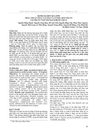 Đánh giá kết quả sớm phẫu thuật thay van hai lá cơ học đơn thuần tại trung tâm Tim mạch Bệnh viện E