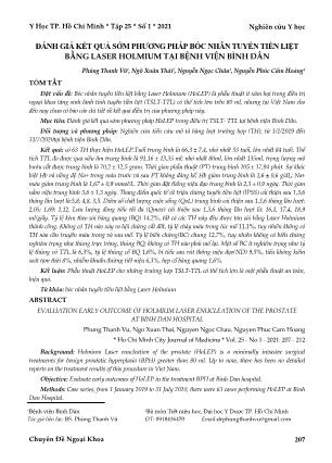 Đánh giá kết quả sớm phương pháp bóc nhân tuyến tiền liệt bằng Laser Holmium tại Bệnh viện Bình Dân