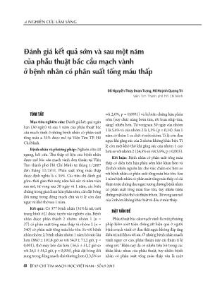 Đánh giá kết quả sớm và sau một năm của phẫu thuật bắc cầu mạch vành ở bệnh nhân có phân suất tống máu thấp