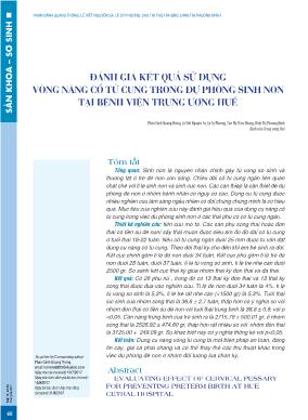 Đánh giá kết quả sử dụng vòng nâng cổ tử cung trong dự phòng sinh non tại Bệnh viện Trung ương Huế