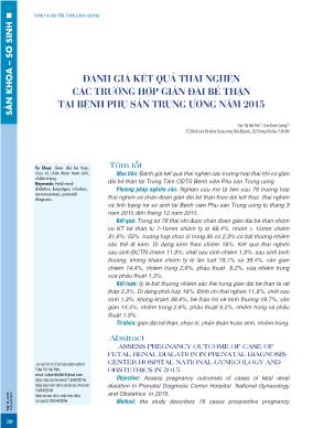 Đánh giá kết quả thai nghén các trường hợp giãn đài bể thận tại Bệnh Phụ sản Trung ương năm 2015