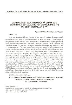 Đánh giá kết quả theo dõi và chăm sóc bệnh nhân sốt xuất huyết Dengue điều trị tại Bệnh viện Quân Y 7a