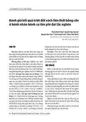 Đánh giá kết quả triệt đốt vách liên thất bằng cồn ở bệnh nhân bệnh cơ tim phì đại tắc nghẽn