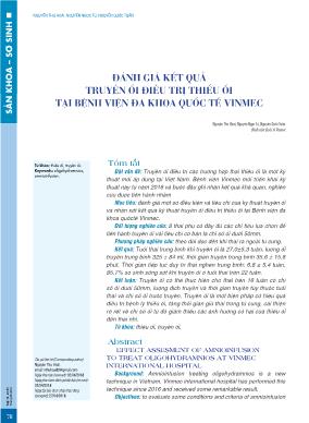 Đánh giá kết quả truyền ối điều trị thiểu ối tại Bệnh viện Đa khoa Quốc tế Vinmec