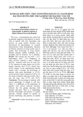 Đánh giá kiến thức, thực hành tiêm insulin của người bệnh đái tháo đường điều trị tại Bệnh viện Đại học Y Hà Nội