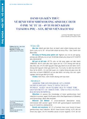 Đánh giá kiến thức về bệnh viêm nhiễm đường sinh dục dưới ở phụ nữ từ 18-49 tuổi đến khám tại khoa Phụ-Sản, Bệnh viện Bạch Mai