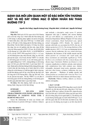 Đánh giá mối liên quan một số đặc điểm tổn thương mắt và độ dày võng mạc ở bệnh nhân đái tháo đường týp 2