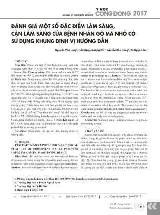 Đánh giá một số đặc điểm lâm sàng, cận lâm sàng của bệnh nhân gò má nhô có sử dụng khung định vị hướng dẫn