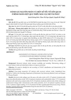 Đánh giá nguyên nhân và một số yếu tố liên quan ở bệnh nhân đột quỵ thiếu máu cục bộ tái phát