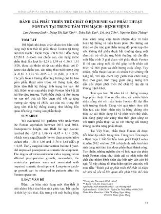 Đánh giá phát triển thể chất ở bệnh nhi sau phẫu thuật Fontan tại trung tâm tim mạch - Bệnh viện E