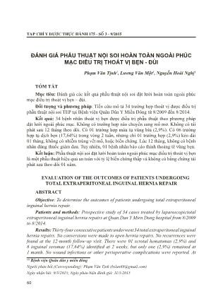Đánh giá phẫu thuật nội soi hoàn toàn ngoài phúc mạc điều trị thoát vị bẹn - đùi