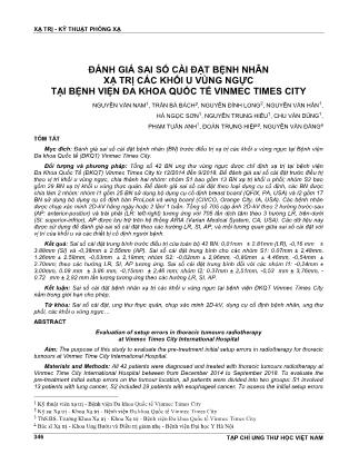 Đánh giá sai số cài đặt bệnh nhân xạ trị các khối u vùng ngực tại Bệnh viện Đa khoa Quốc tế Vinmec Times City