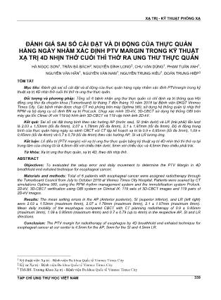 Đánh giá sai số cài đặt và di động của thực quản hàng ngày nhằm xác định PTV margin  trong kỹ thuật xạ trị 4D nhịn thở cuối thì thở ra ung thư thực quản