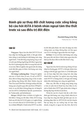 Đánh giá sự thay đổi chất lượng cuộc sống bằng bộ câu hỏi ASTA ở bệnh nhân ngoại tâm thu thất trước và sau điều trị đốt điện