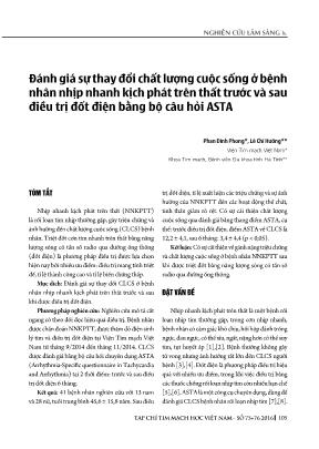Đánh giá sự thay đổi chất lượng cuộc sống ở bệnh nhân nhịp nhanh kịch phát trên thất trước và sau điều trị đốt điện bằng bộ câu hỏi ASTA