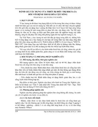 Đánh giá tác dụng của thiết bị điều trị RIKTA-2A đối với bệnh thoái hóa cột sống