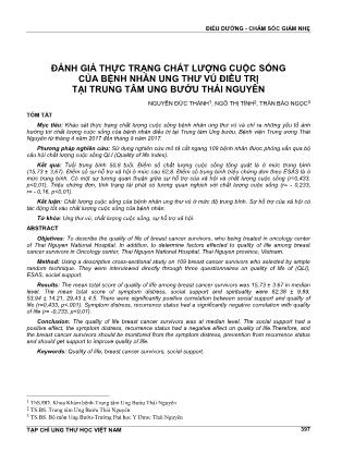 Đánh giá thực trạng chất lượng cuộc sống của bệnh nhân ung thư vú điều trị tại Trung tâm Ung Bướu Thái Nguyên