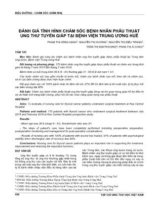 Đánh giá tình hình chăm sóc bệnh nhân phẫu thuật ung thư tuyến giáp tại Bệnh viện Trung ương Huế
